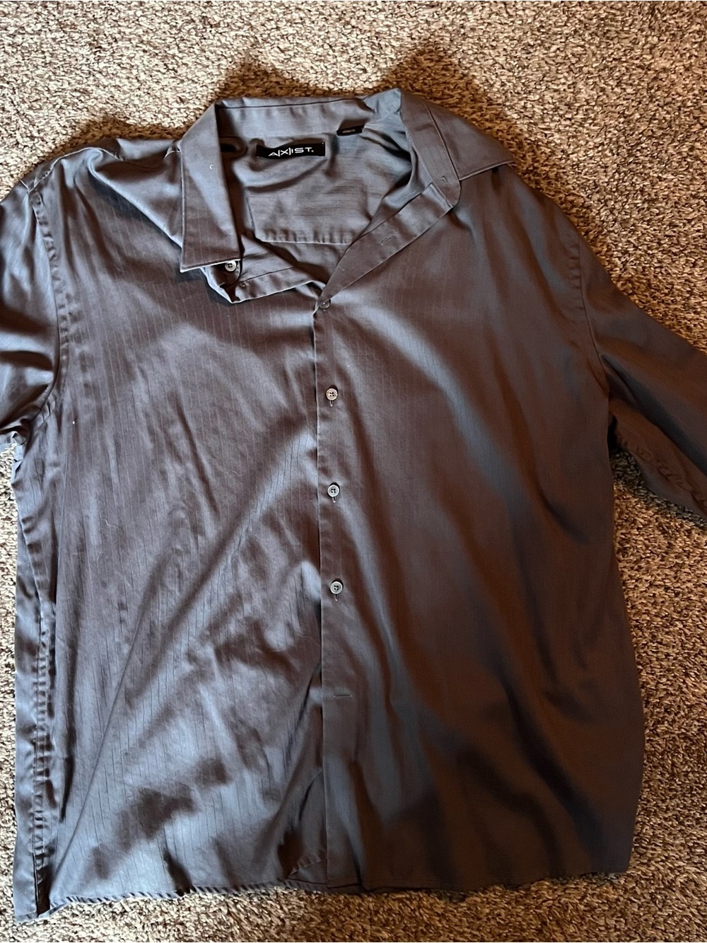 AXIST Men’s XXL Gray Striped Long Sleeve Button Down Dress Shirt